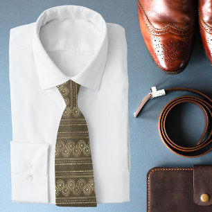 Luxury Golden Brown Ornate Pattern Stylish Chic Tie