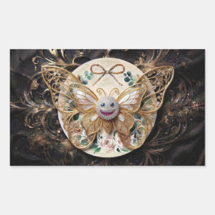 Luxury Golden Butterfly Thank You Sticker Elegan