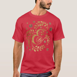 Luxury Golden Calligraphy Monogram with letter E  T-Shirt