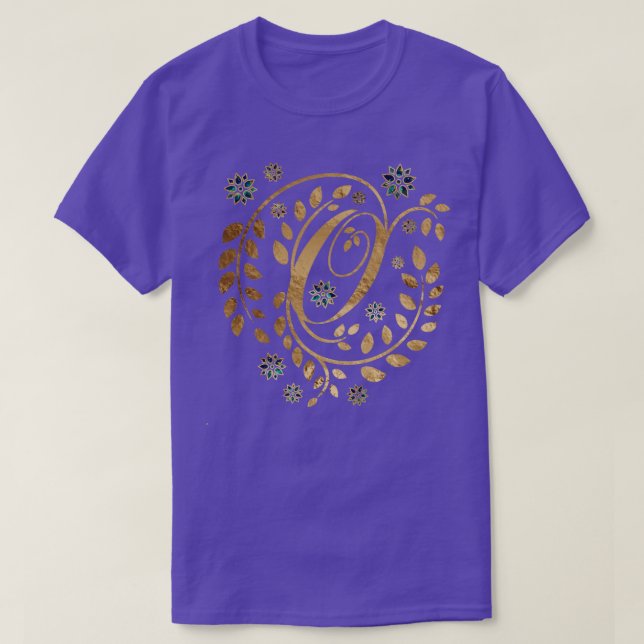 Luxury Golden Calligraphy Monogram with letter O  T-Shirt (Design Front)