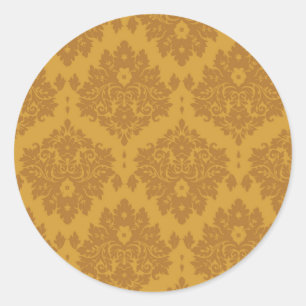 Luxury Golden Damask Classic Round Sticker