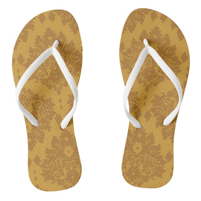 Luxury Golden Damask Flip Flops (Footbed)