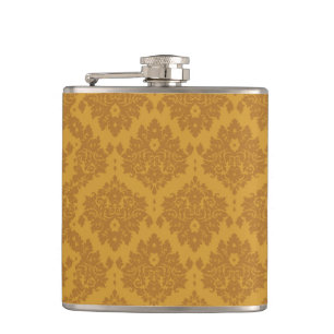 Luxury Golden Damask Hip Flask