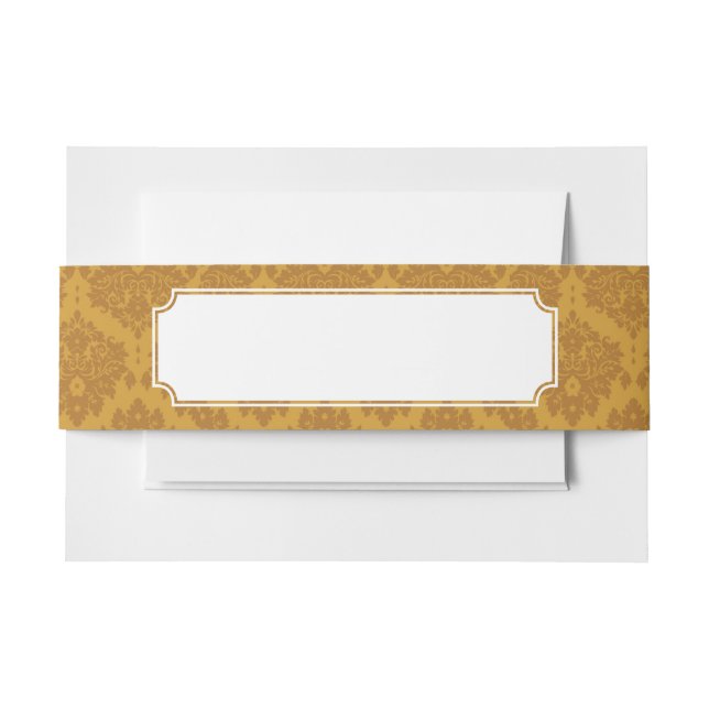 Luxury Golden Damask Invitation Belly Band (Front Example)