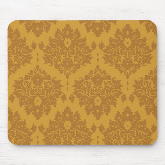 Luxury Golden Damask Mouse Mat (Front)