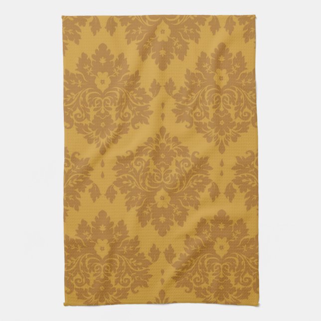 Luxury Golden Damask Tea Towel (Vertical)