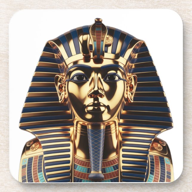 Luxury Golden Egyptian Mask Artwork Coaster (Front)