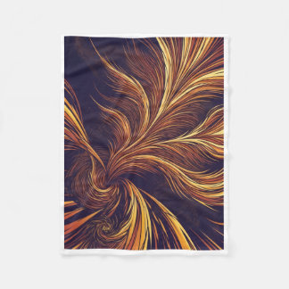 Luxury Golden Falling Feathers On Dark Background  Fleece Blanket