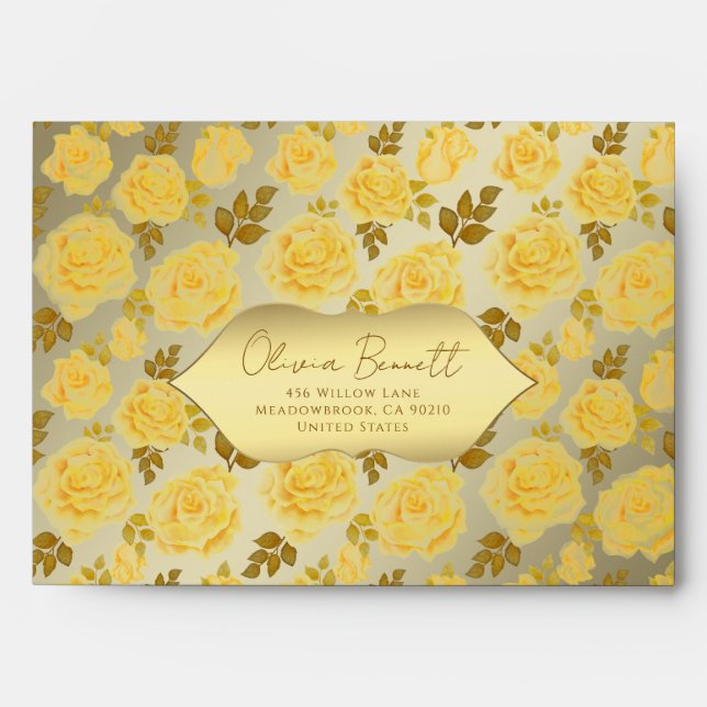 Luxury Golden Floral  Envelope (Front)