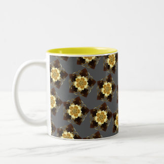 Luxury Golden Floral Mandala Ornamental Design Two-Tone Coffee Mug