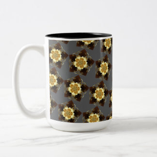 Luxury Golden Floral Mandala Ornamental Design Two-Tone Coffee Mug