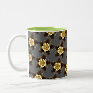 Luxury Golden Floral Mandala Ornamental Design Two-Tone Coffee Mug