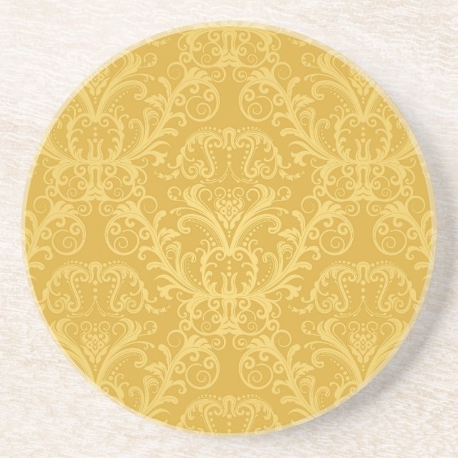 Luxury Golden Floral Wallpaper Coaster (Front)