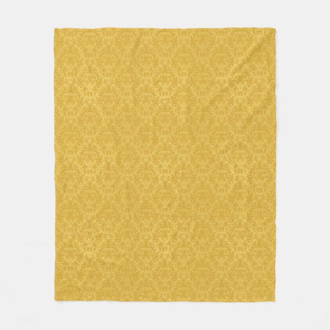 Luxury Golden Floral Wallpaper Fleece Blanket (Front)