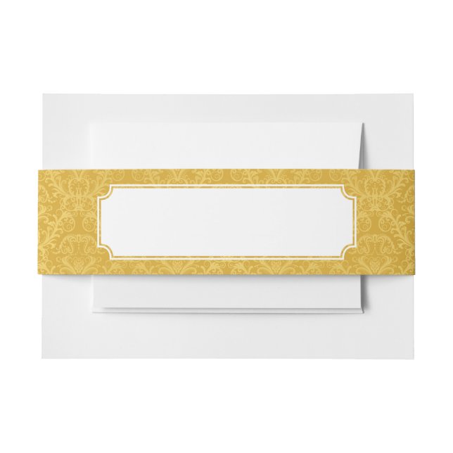 Luxury Golden Floral Wallpaper Invitation Belly Band (Front Example)