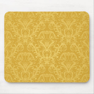 Luxury Golden Floral Wallpaper Mouse Mat
