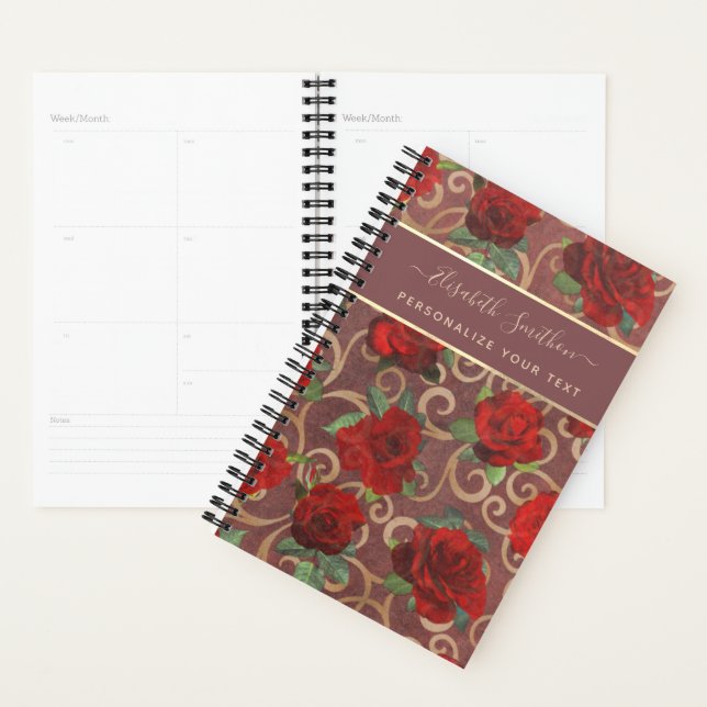  Luxury Golden Flowers Elegant Chic Classy Custom  Planner (Display)