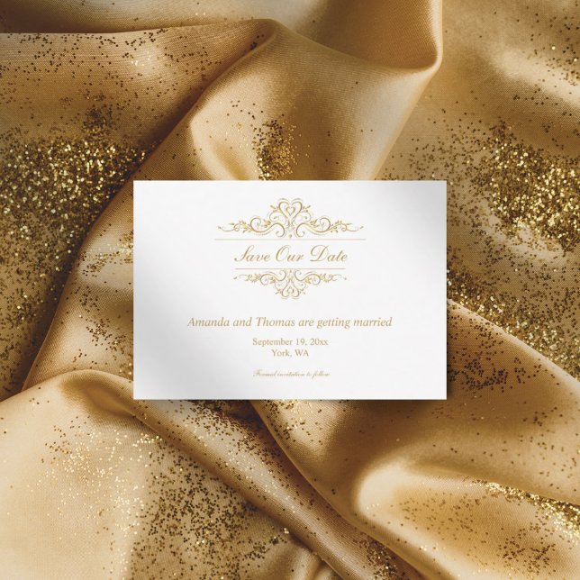 Luxury golden frame save the date card (Creator Uploaded)