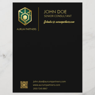 Luxury Golden Geometric Logo Black Presentation Fo Custom Letterhead