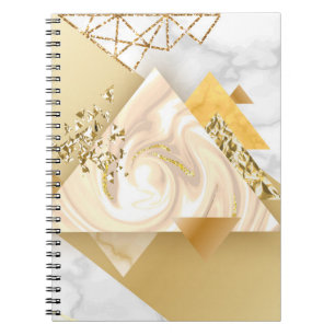 Luxury golden geometric with marble seamless patte notebook