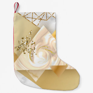 Luxury golden geometric with marble seamless patte small christmas stocking