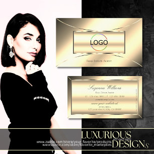Luxury Golden Glamourous with Logo Chic and Stylis Business Card