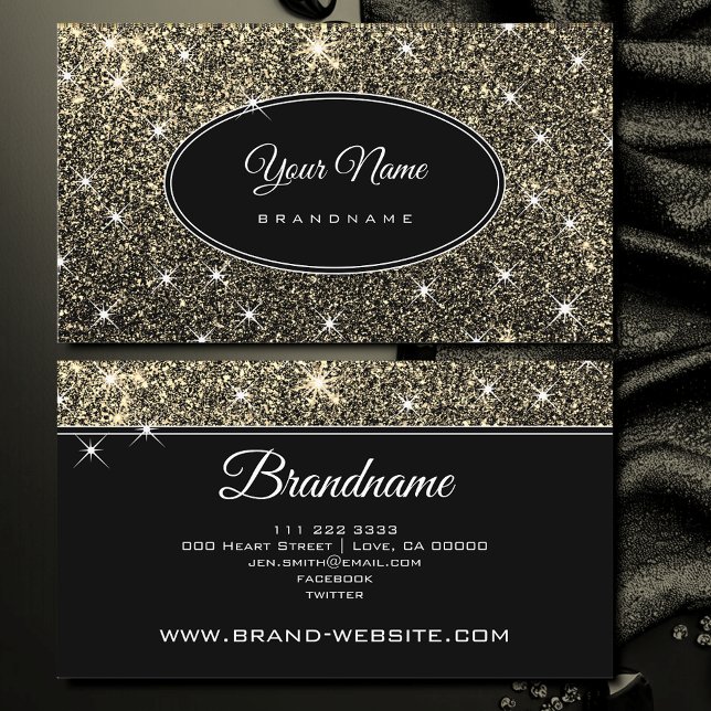 Luxury Golden Glitter Glam Luminous Stars Elegant Business Card (Creator Uploaded)