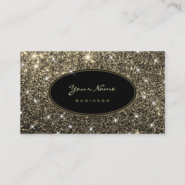 Luxury Golden Glitter Glam Luminous Stars Elegant Business Card (Front)
