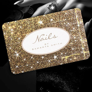 Luxury Golden Glitter Luminous Stars Elegant Nails Business Card