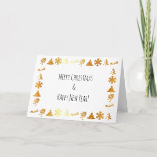 Luxury golden icons on white X-mas greeting card