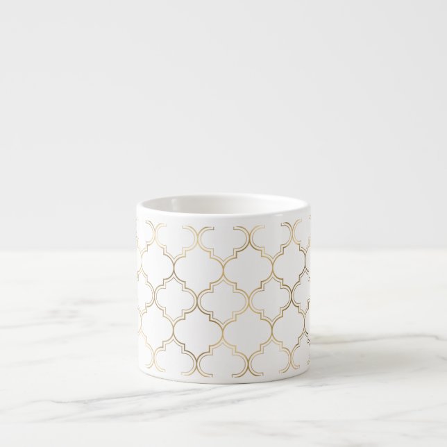 Luxury Golden Islamic Geometric Pattern Motifs Espresso Cup (Front)