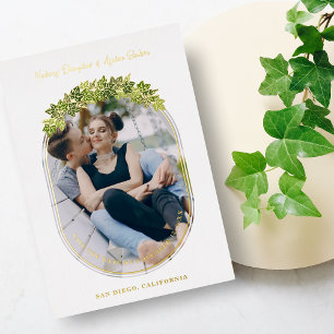 Luxury Golden Ivi Leaves Oval Frame Chic Photo