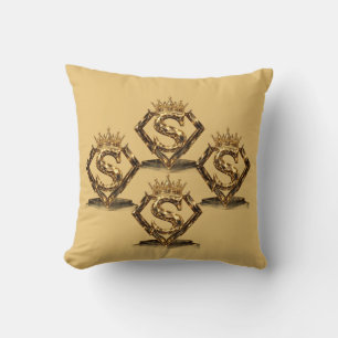 Luxury Golden Letter S Crown Diamond Monogram Cushion