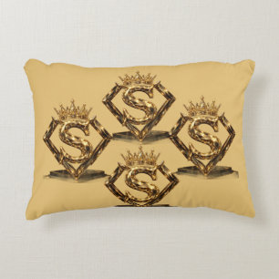 Luxury Golden Letter S Crown Diamond Monogram Decorative Cushion