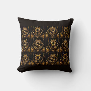 Luxury Golden Letter S H Crown Diamond Monogram Cushion