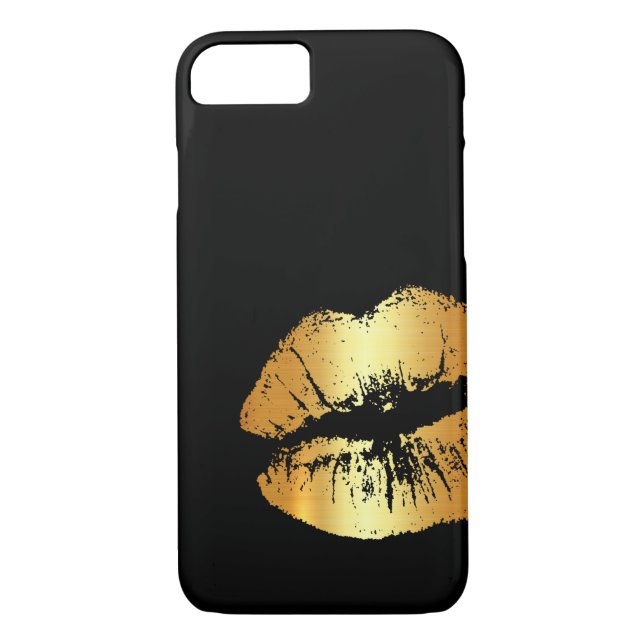Luxury golden lips kiss iPhone 7 case (Back)