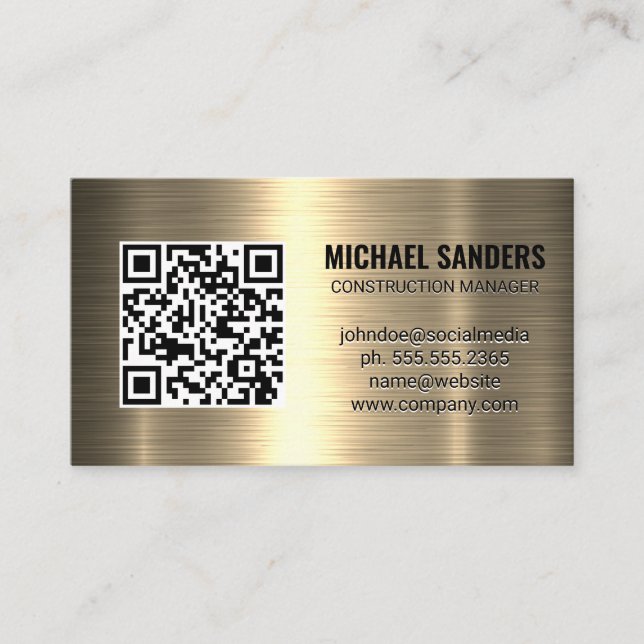 Luxury | Golden Metallic Brushed  Business Card (Front)