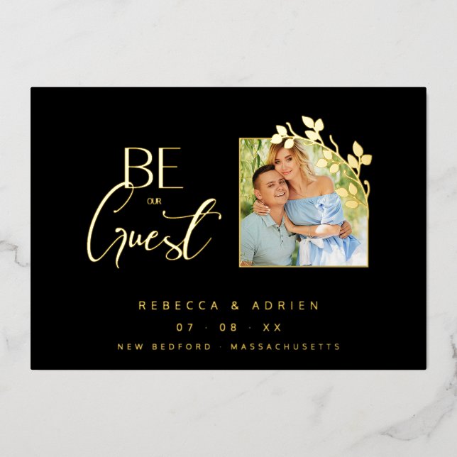 Luxury Golden Minimalist Branches Chic Photo (Front)