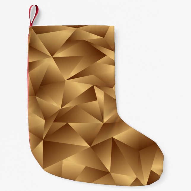 Luxury golden polygon pattern small christmas stocking (Front)