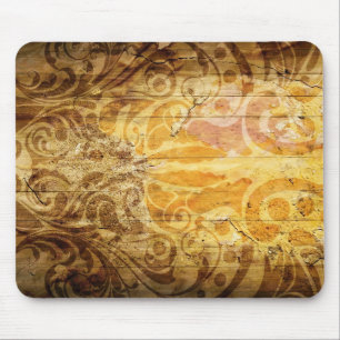 LUXURY GOLDEN SCROLL PATTERN VINTAGE SWIRLS DIGITA MOUSE MAT