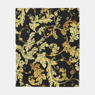 Luxury golden seamless pattern. Floral backgroundp Fleece Blanket