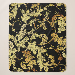 Luxury golden seamless pattern. Floral backgroundp Sherpa Blanket