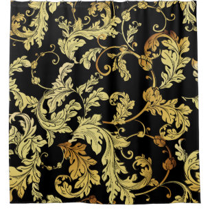 Luxury golden seamless pattern. Floral backgroundp Shower Curtain