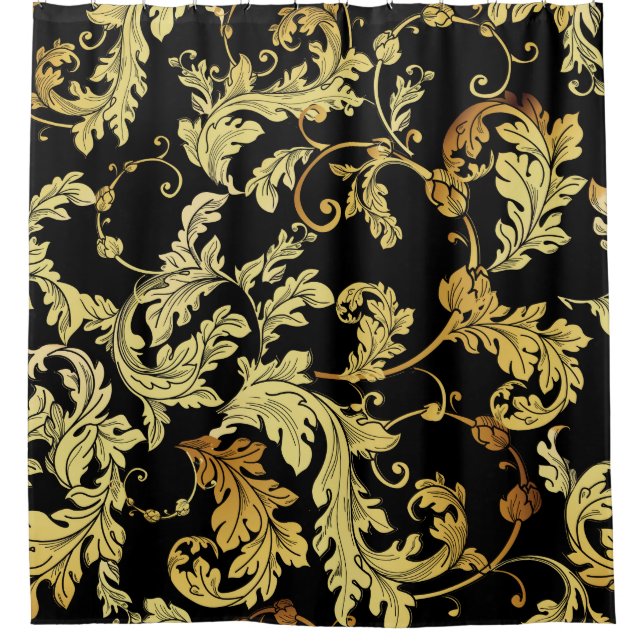 Luxury golden seamless pattern. Floral backgroundp Shower Curtain (Front)