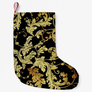 Luxury golden seamless pattern. Floral backgroundp Small Christmas Stocking