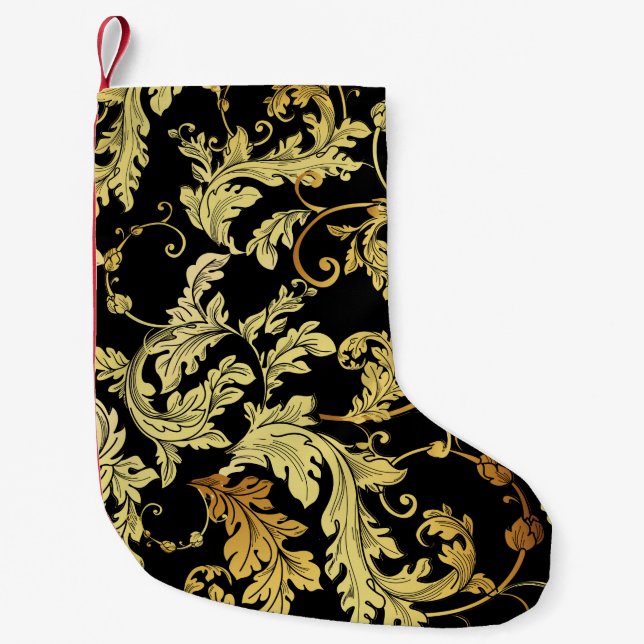 Luxury golden seamless pattern. Floral backgroundp Small Christmas Stocking (Front)
