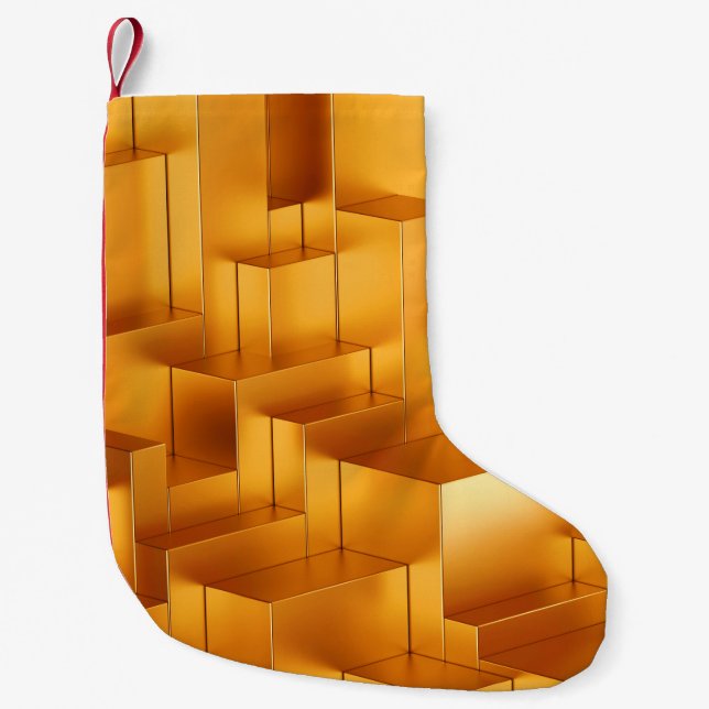 Luxury golden shapes geometric seamless pattern small christmas stocking (Front)