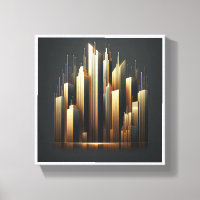 Luxury Golden Skyscrapers Silhouette - Modern Abst