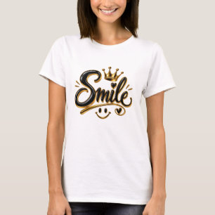 Luxury Golden Smile Typography with Crown T-Shirt