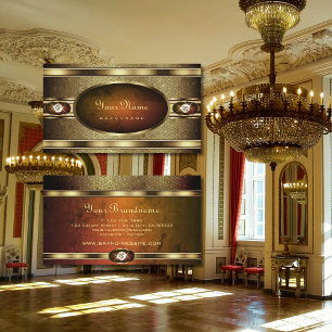 Luxury Golden Snake Pattern with Orange Marble Business Card